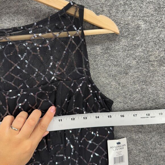 New American Living Dress Women 6 Black Shift Midi Zipper Sequin Sleeveless - Picture 5 of 9